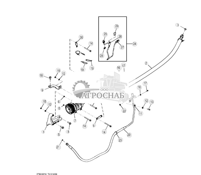 Компрессор системы кондиционирования воздуха и трубопроводы (Engine 4045TT096-RE545793) (293205 - 329327) - ST859699 377.jpg